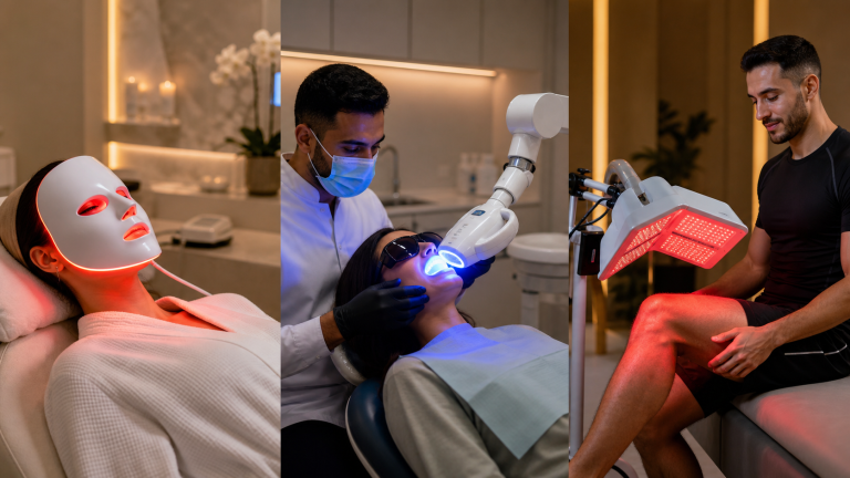 LED light therapy treatments for skin, teeth and joint pain